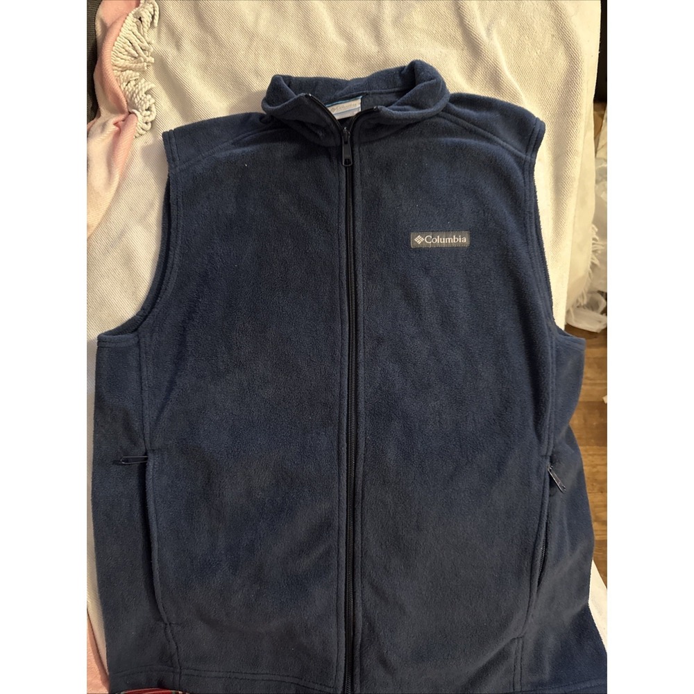 Columbia Vest Mens M Blue  Full Zip Steens Mountain Fleece Hiking Outdoors